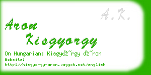 aron kisgyorgy business card